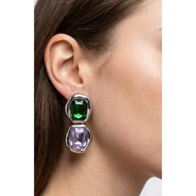 Jardin Chunky Tonal Crystal Drop Earrings In Multi/ Silver