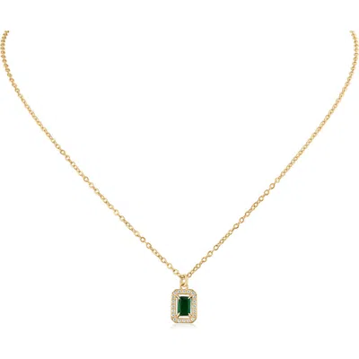 Jardin Classic Pavé Crystal Halo 16-inch Pendant Necklace In Green/ Clear Gold