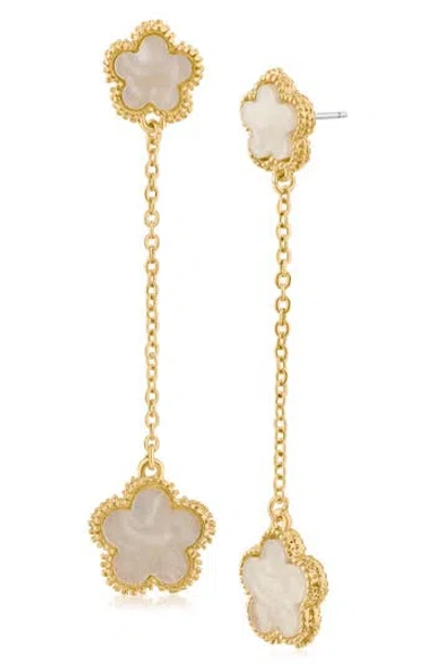 Jardin Clover Drop Earrings In Mother Of Pearl/gold