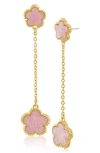 Jardin Clover Drop Earrings In Pink/gold