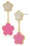 Jardin Clover Drop Earrings In White/pink/gold