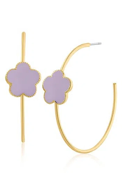 Jardin Clover Station Hoop Earrings In Gold