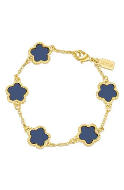 Jardin Clover Straight Line Bracelet In Navy/gold