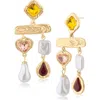Jardin Crystal & Faux Pearl Double Drop Chandelier Earrings In Multi