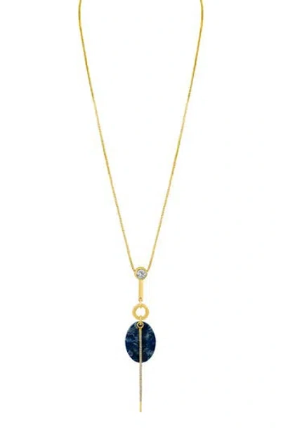 Jardin Crystal & Imitation Stone Y-necklace In Blue/gold