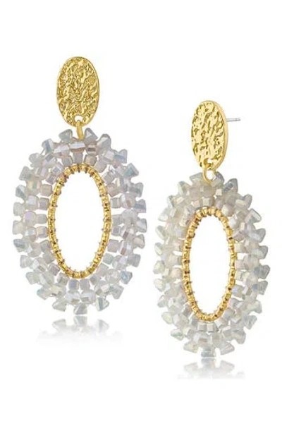 Jardin Crystal Bead Open Drop Earrings In Black