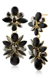Jardin Crystal Cluster Drop Earrings In Black/gold