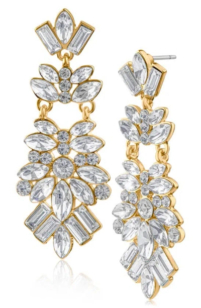 Jardin Crystal Cluster Drop Earrings In White
