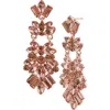 Jardin Crystal Cluster Drop Earrings In Pink/rose Gold