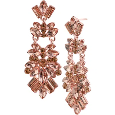 Jardin Crystal Cluster Drop Earrings In Pink/rose Gold