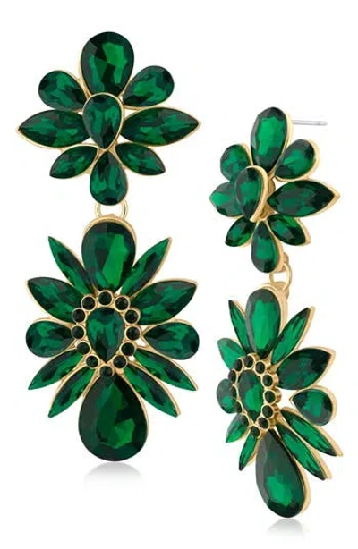 Jardin Crystal Drop Earrings In Green