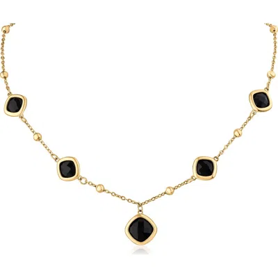Jardin Crystal Drop Necklace In Black/ Gold