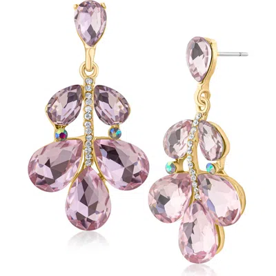 Jardin Crystal Drop Statement Earrings In Pink/gold