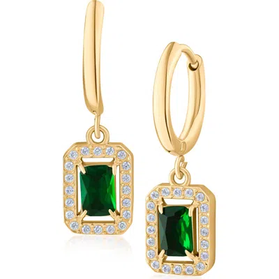 Jardin Crystal Halo Drop Earrings In Green/ Clear Gold