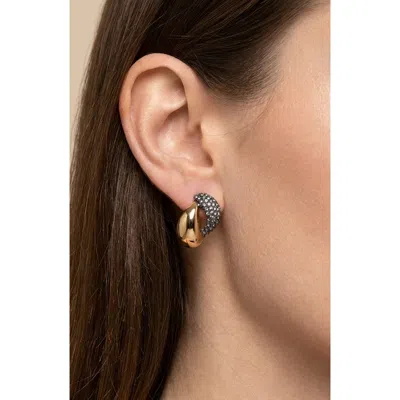 Jardin Crystal Pavé Double Hoop Earrings In Black Rhodium/ Gold