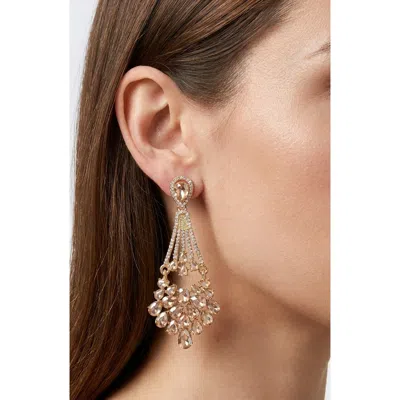 Jardin Crystal Statement Drop Earrings In Champange/ Gold