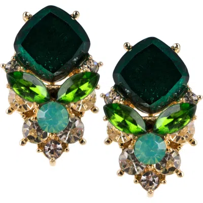 Jardin Crystal Stud Earrings In Green/gold
