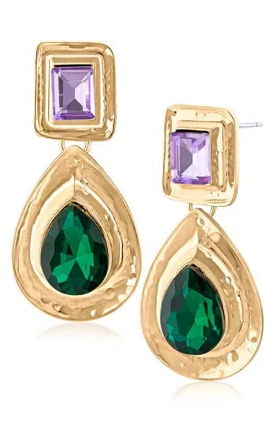 Jardin Crystal Teardrop Earrings In Gold