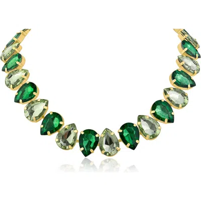 Jardin Crystal Teardrop Statement Necklace In Green/gold
