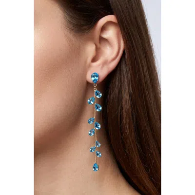 Jardin Crystal Waterfall Duster Earrings In Aqua/ Gold
