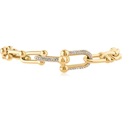 Jardin Cubic Zirconia Interlocking Link Bracelet In Clear Gold