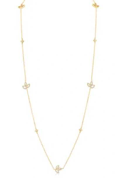 Jardin Cubic Zirconia Lily Station Chain Necklace In Gold