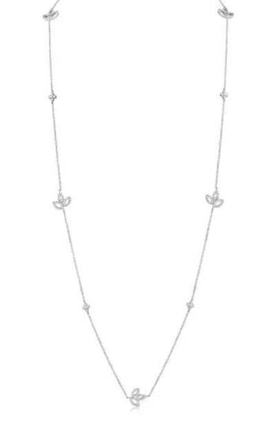Jardin Cubic Zirconia Lily Station Chain Necklace In Silver