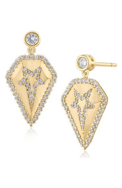 Jardin Cubic Zirconia Pentagon Drop Earrings In Gold