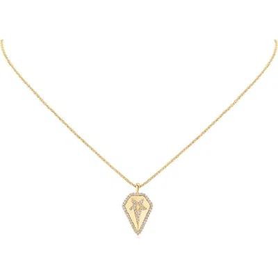 Jardin Cubic Zirconia Star Shield Pendant Necklace In Gold