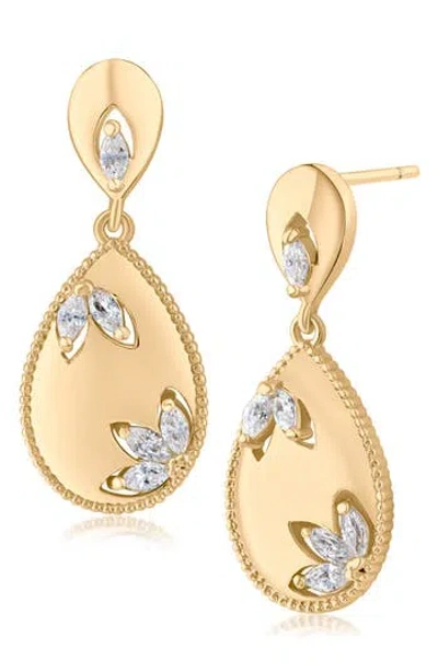 Jardin Cubic Zirconia Teardrop Earrings In Gold