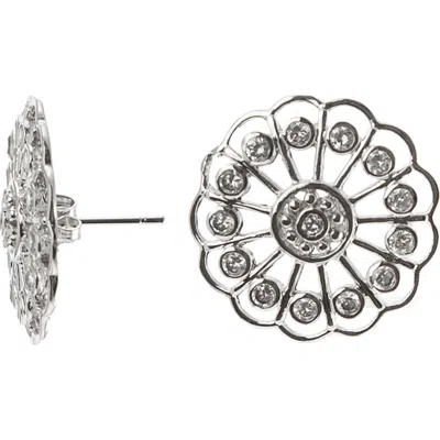 Jardin Cz Open Flower Stud Earrings In Brown