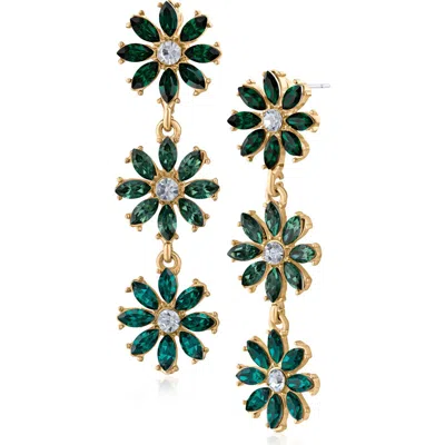 Jardin Daisy Drop Earrings In Green/ Gold