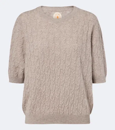 Jardin Des Orangers Cable Knit Cashmere Sweater In Brown