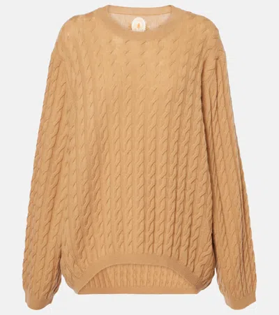 Jardin Des Orangers Cable-knit Wool And Cashmere Sweater In Brown