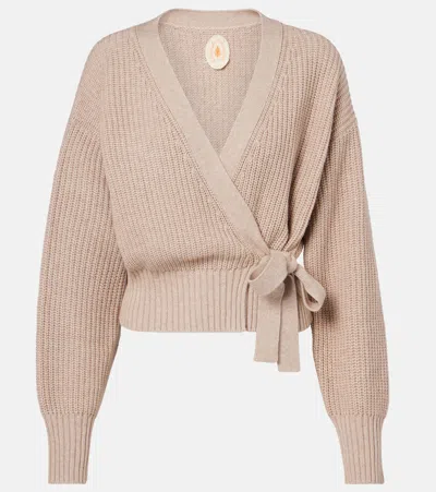 Jardin Des Orangers Cotton And Cashmere Wrap Cardigan In Gray