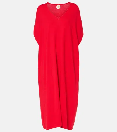 Jardin Des Orangers Cotton, Silk And Cashmere Maxi Dress In Red