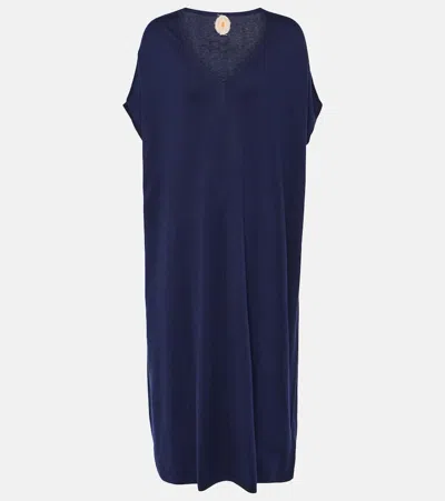 Jardin Des Orangers Cotton, Silk, And Cashmere Midi Dress In Blue
