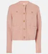 Jardin Des Orangers Cropped Cashmere-blend Bouclé Cardigan In Pink