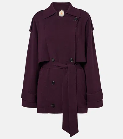 Jardin Des Orangers Cropped Wool And Cashmere Trench Coat In Burgundy