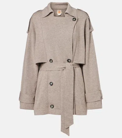 Jardin Des Orangers Cropped Wool And Cashmere Trench Coat In Gray
