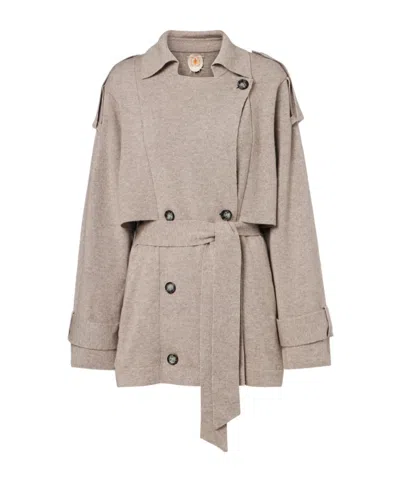 Jardin Des Orangers Cropped Wool And Cashmere Trench Coat In Transparent