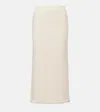 Jardin Des Orangers Distressed Wool And Cashmere Pencil Skirt In White