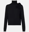 Jardin Des Orangers Floral-appliqué Turtleneck Sweater In Black