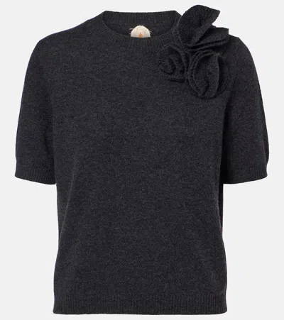 Jardin Des Orangers Floral-appliqué Wool And Cashmere Sweater In Black