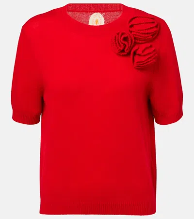 Jardin Des Orangers Floral-appliqué Wool And Cashmere Top