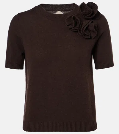 Jardin Des Orangers Floral-appliqué Wool And Cashmere Sweater In Brown