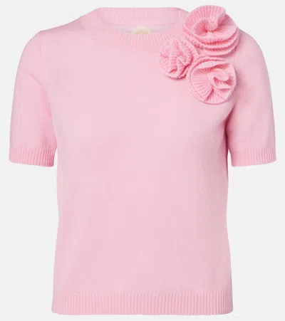 Jardin Des Orangers Floral-appliqué Wool And Cashmere Sweater In Pink
