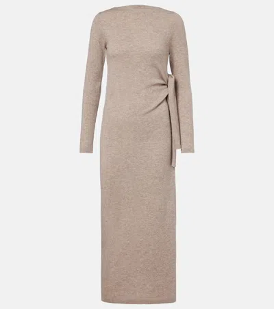 Jardin Des Orangers Gathered Wool And Cashmere Midi Dress In Gray