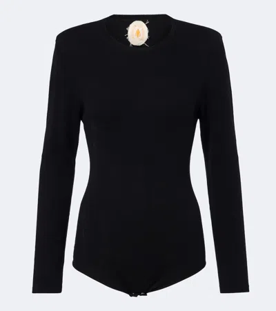 Jardin Des Orangers Knitted Wool And Cashmere Bodysuit In Black