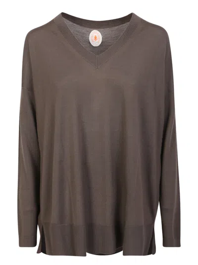 Jardin Des Orangers Jardins Des Orangers Long Merino Wool Sweater Mud-color In Green